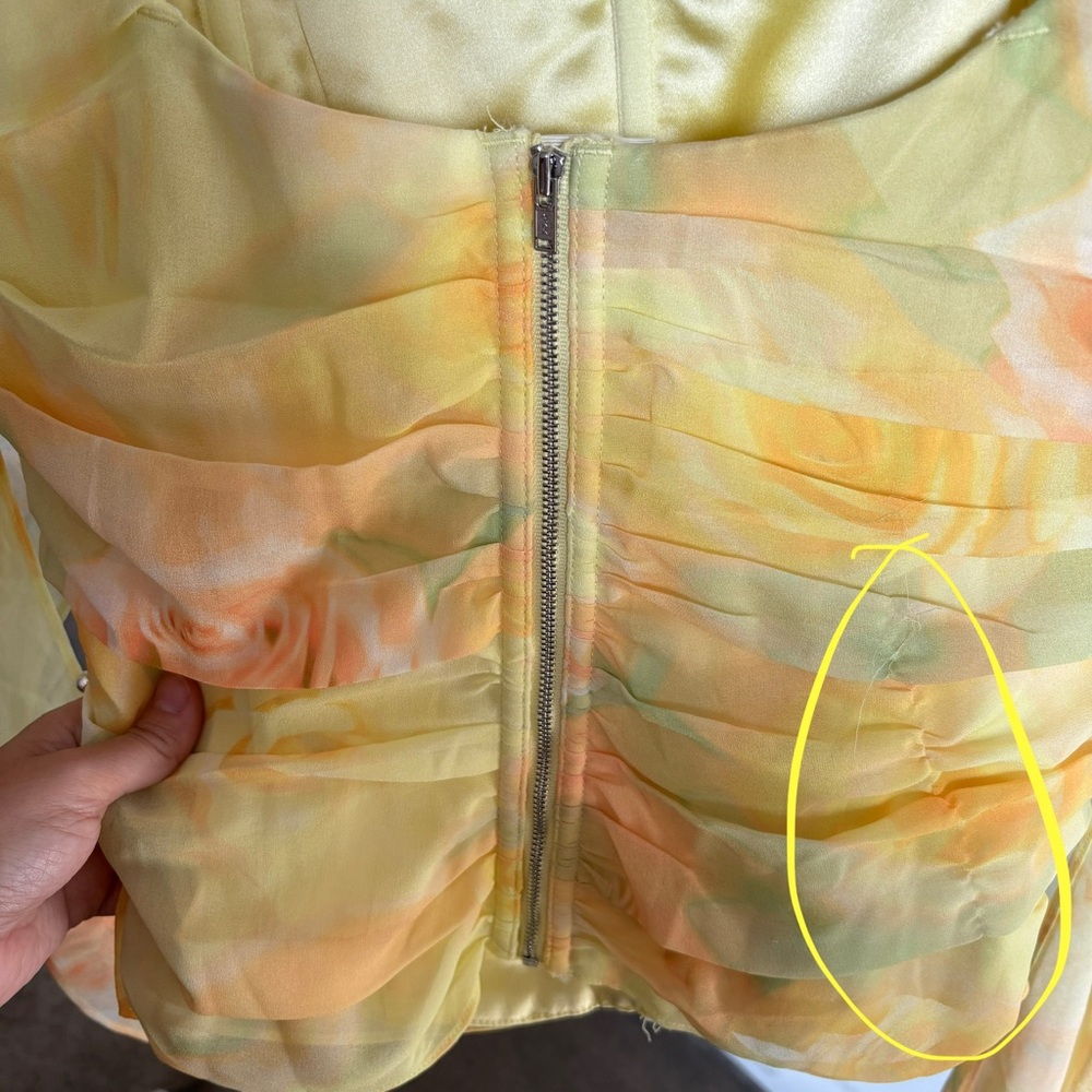 $243 NWT Yellow For Love And Lemons “Harper” Draped Corset Top Sz Medium - Picture 10 of 12